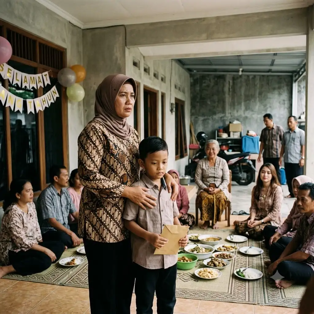 Di Ulang Tahun Ibu, Keponakanku Diberi Amplop Tebal dan Anakku Cuma Rp50 Ribu. Aku Hampir Mengajaknya Pulang, Sampai Ia Berbisik, “Bu, Jangan Pergi Sebelum Dua Orang Itu Datang ke Carport.”