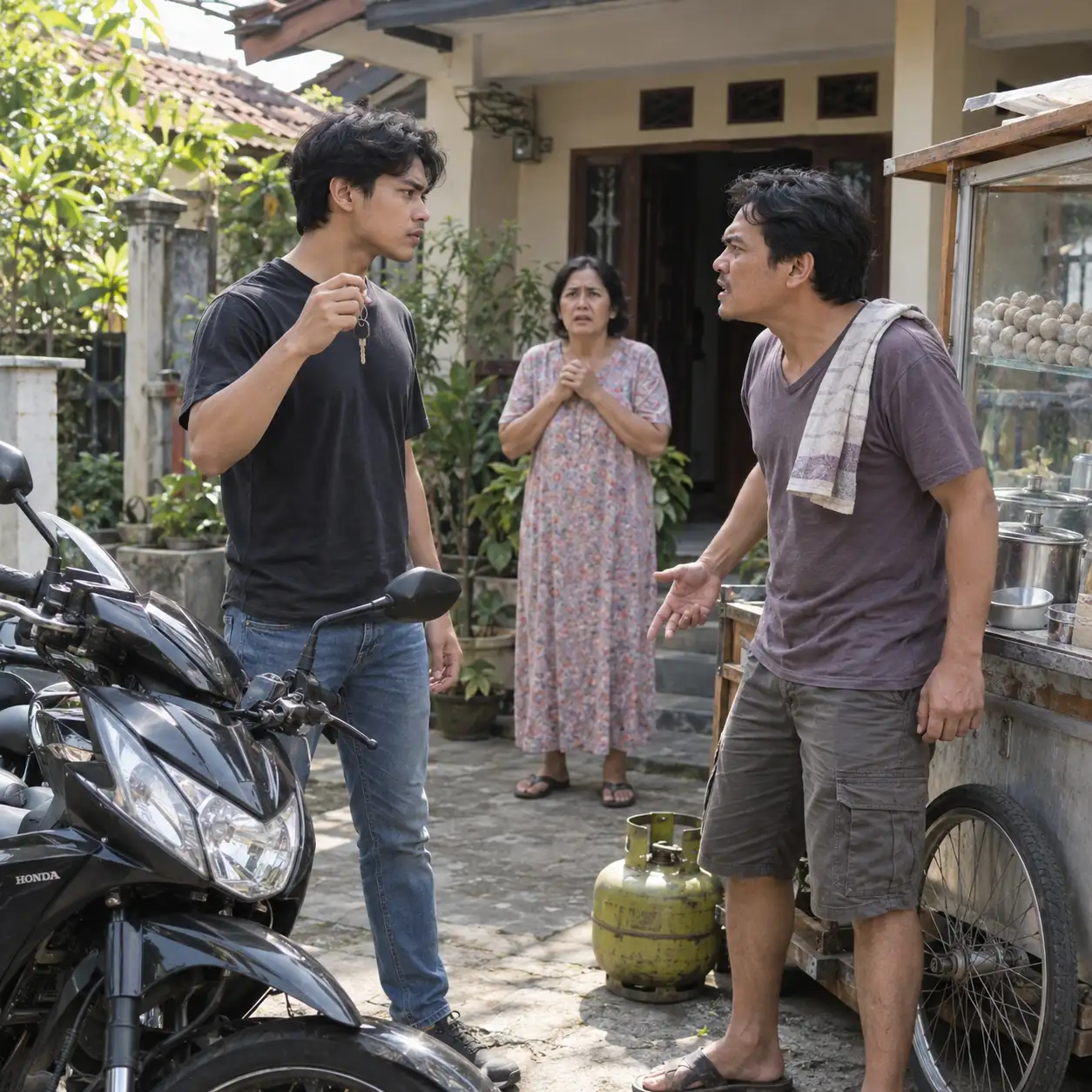 Kakakku Menarik Gerobak Bakso dengan Motorku Setiap Hari, Lalu Dia Menertawakanku Saat Aku Minta Isi Gas