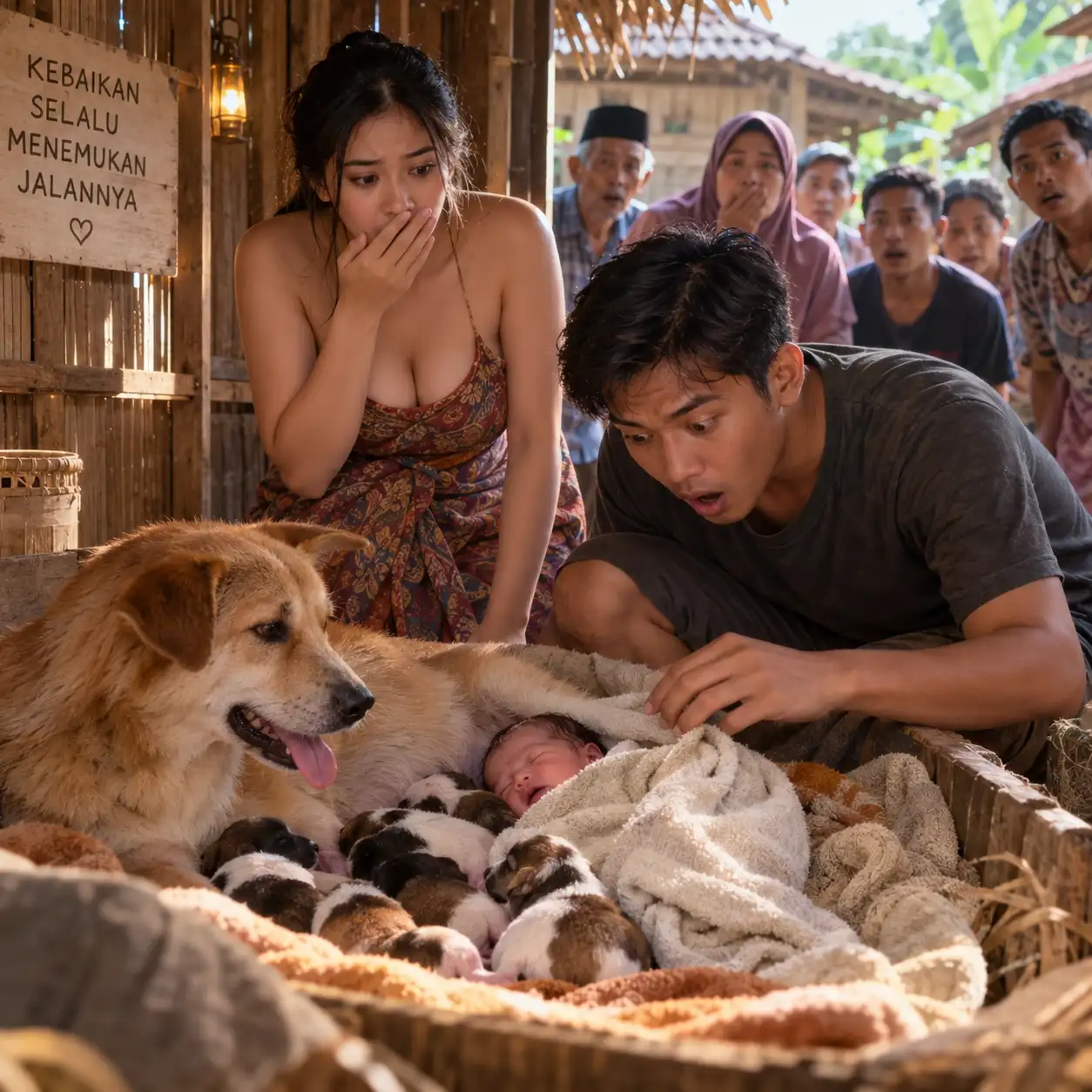 Saat Anjing Betinanya Melahirkan, Raka Menemukan Bayi Manusia di Antara Anak-Anjing dan Satu Dusun Mendadak Gempar
