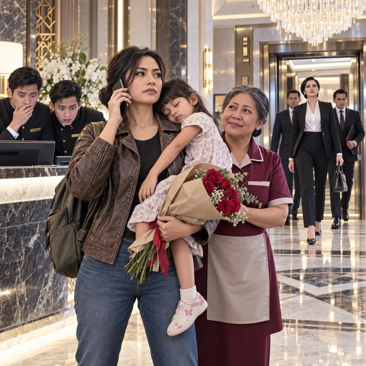 Seorang Ibu Tunggal Ditolak di Meja Resepsionis Hotel Miliknya Sendiri Saat Menggendong Putrinya yang Tertidur. Namun Ketika Para Pegawai Akhirnya Menyadari Siapa Dirinya, Semuanya Sudah Terlambat untuk Memperbaiki Perlakuan Mereka.