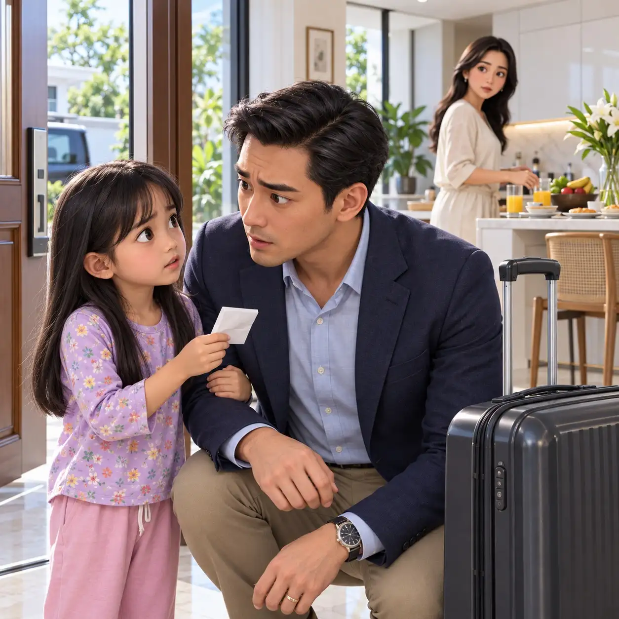 Lima belas menit sebelum aku berangkat ke bandara, putriku yang baru berusia enam tahun memeluk pinggangku erat-erat dan berbisik, “Ayah, jangan pergi hari ini. Kalau Ayah pergi keluar kota, Tante Rina selalu memasukkan sesuatu ke jusku.”