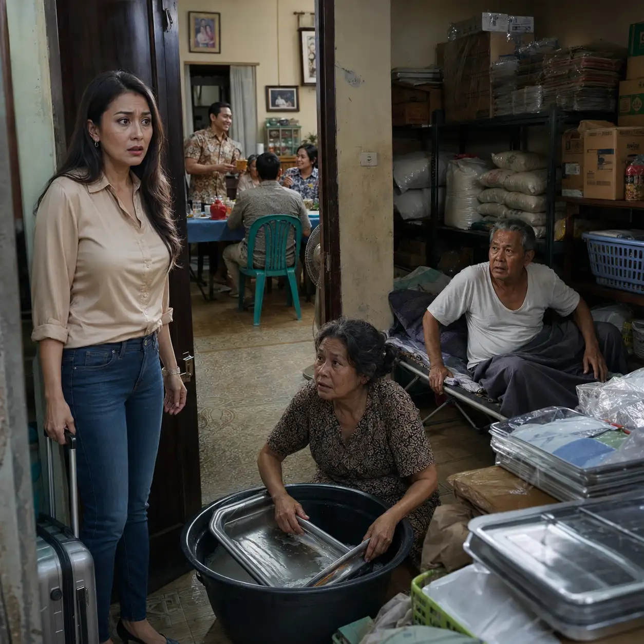 Aku Pulang Tanpa Kabar ke Semarang dan Menemukan Ayah-Ibuku Tidur di Gudang Dapur Katering, Sementara Adikku Menjamu Tamu di Ruang Depan; Kunci Kecil dari Ibu Menunjukkan Apa yang Selama Ini Disembunyikan Dariku