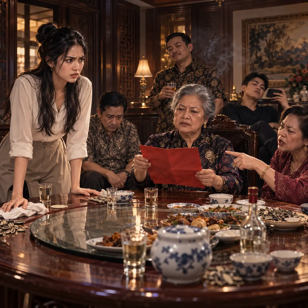 Bagian 3 — Mereka Mengira Nadira Hanya Punya Satu Kedai, sampai Dokumen Perusahaan, Rekaman Kamera, dan Satu Kebohongan Lama Membalikkan Seluruh Keadaan di Hadapan Keluarga